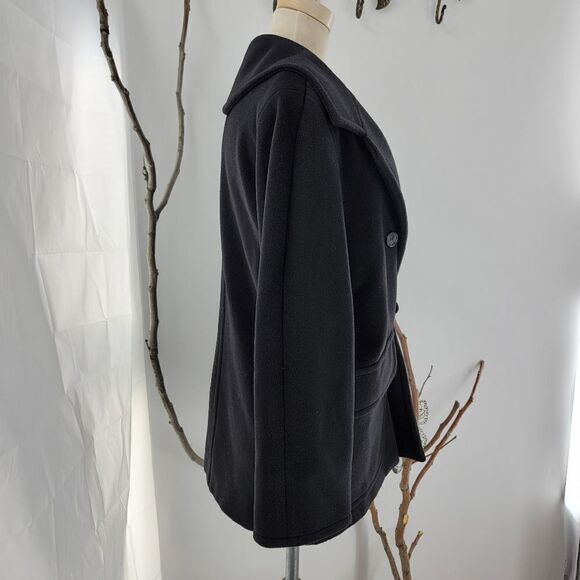 Max mara black 100% virgin wool pea coat - Picture 7 of 16